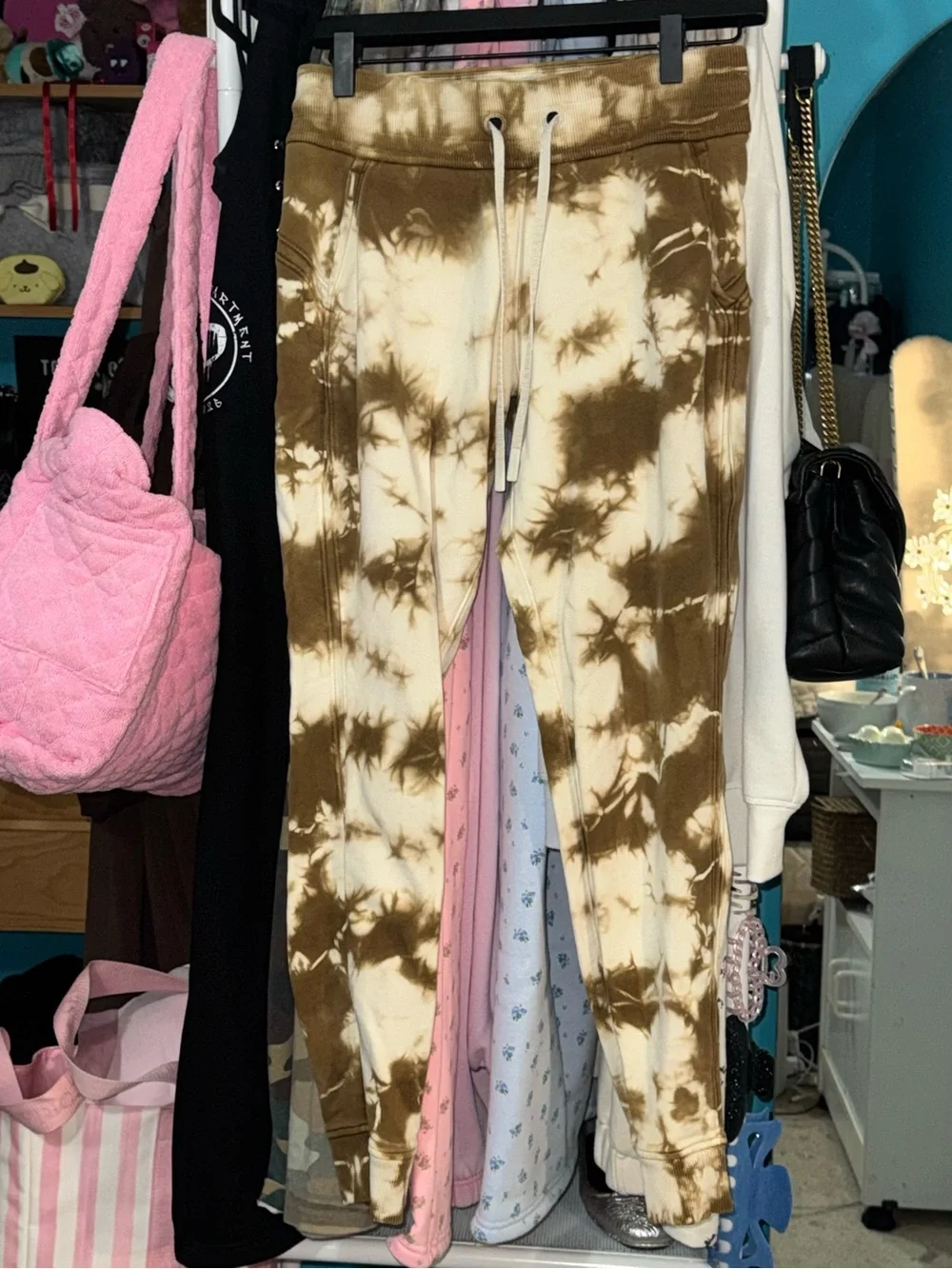 lululemon athletica cropped women’s Tie-Dye Joggers - Brown & Cream